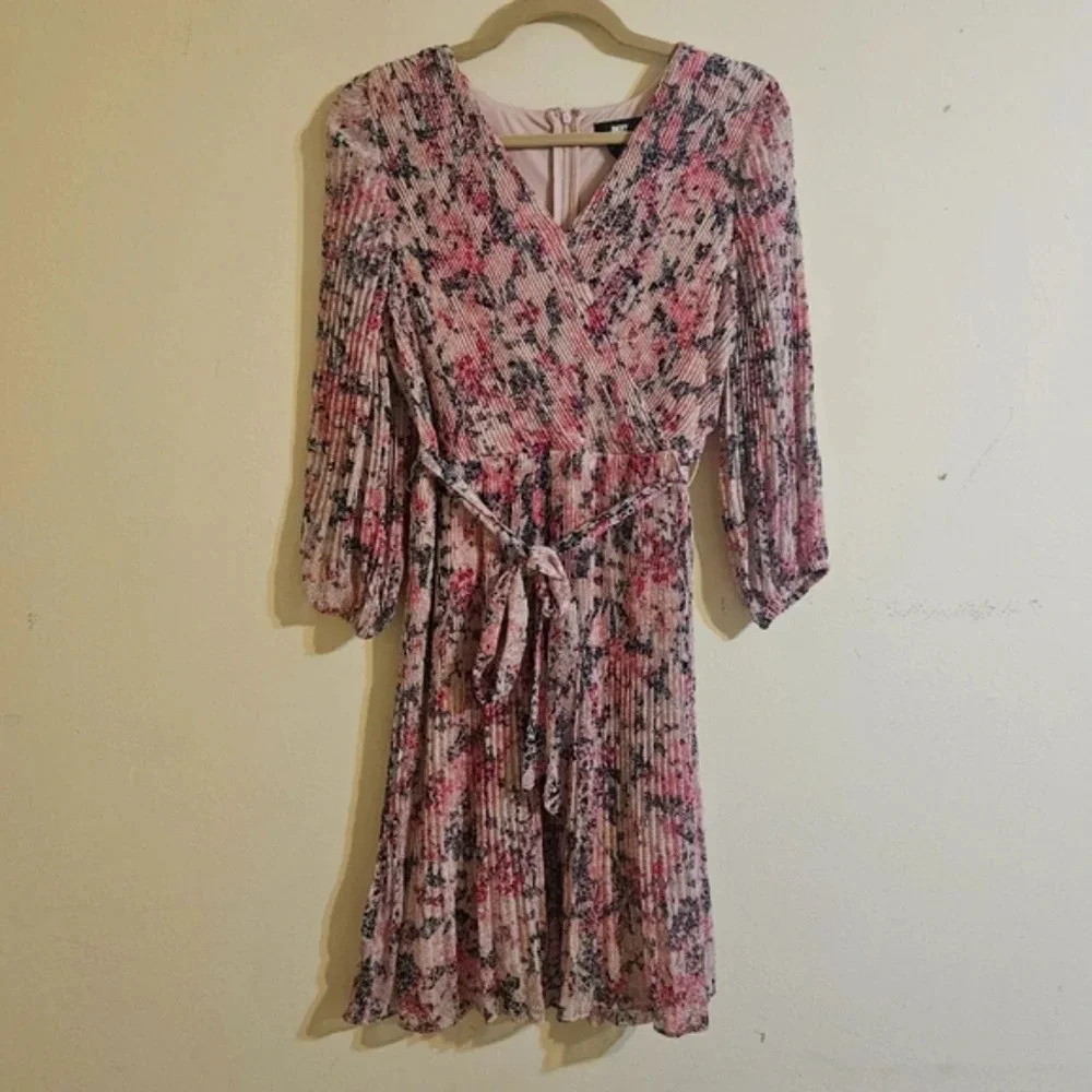 DKNY Floral Tie Waist Dress